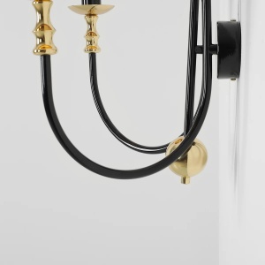 APLICA ROMA, 2 BRATE, 42 CM, NEGRU/AURIU, DIN METAL, STIL MODERN - Img 3