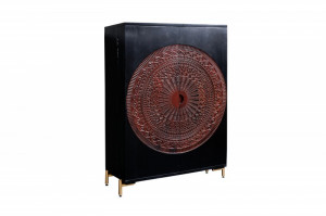 BUFET 140CM, MANDALA, DIN LEMN MASIV MANGO NEGRU/CUPRU, COD 41106 - Img 7