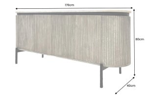 BUFET LIVING 170CM, ADLON, ALB/GRI, DIN LEMN MASIV DE MANGO, BLAT DE MARMURA SI METAL - Img 3