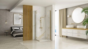 CABINA DE DUS REA HUGO, 90x100CM, AURIU PERIAT, DIN STICLA, CALITATE SUPERIOARA - Img 5