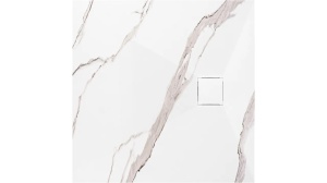 CADITA DE DUS REA MAGNUM CARRARA, 90x90 CM, EFECT DE MARMURA ALBA, DIN COMPOZIT, CALITATE SUPERIOARA - Img 1