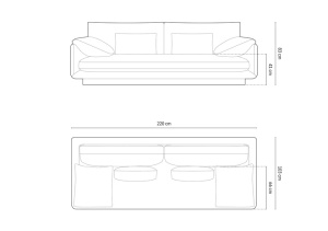 CANAPEA TORINO, 3 LOCURI, 220 CM, DIVERSE CULORI SI MATERIALE, DESIGN DEOSEBIT - Img 13