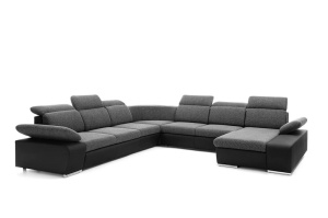 COLTAR CONTINENTAL XXL, CU FUNCTIE DE DORMIT, GRI GRUPA II, CONFECTIONAT DIN TEXTIL, METAL SI SPUMA POLIURETANICA, STIL MODERN - Img 1