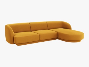 COLTAR MILEY DREAPTA, 4 LOCURI, 255 CM, GALBEN 68, TAPITERIE DIN CATIFEA, DESIGN DEOSEBIT - Img 2