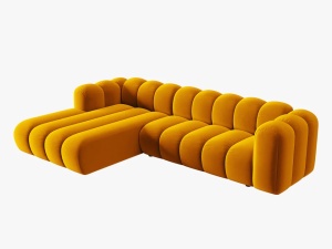 COLTAR MODULAR LUPIN, STANGA, 4 LOCURI, 288 CM, GALBEN 10, TAPITERIE DIN CATIFEA, DESIGN DEOSEBIT - Img 2