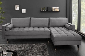 COLTAR SUPER CONFORTABIL 260CM, VELVET II, DIN LEMN SI CATIFEA GRI, ARTIM GROUP SELECTION - Img 1