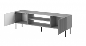 COMODA TV ASENSIO RTV-1, 100X110 CM, GRI DESCHIS/NEGRU, MDF LAMINAT, PAL SI METAL, STIL MODERN - Img 4