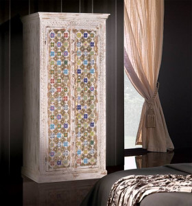 DULAP BAKHRA 6576, MULTICOLOR, LEMN DE MANGO SI DETALII DIN BRONZ, STIL VINTAGE G&C - Img 1
