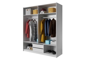 DULAP DORMITOR CU LED XELO 185 ALB/STEJAR AURIU DESIGN SCANDINAV LSK - Img 3