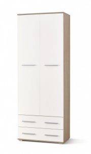 DULAP LIMA REG-2, ALB/STEJAR SONOMA, DIN PAL MELAMINAT, STIL MODERN - Img 1