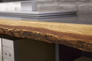 DULAP LIVING WILD OAK 100CM, COD 40066, LEMN MASIV SI MDF, STEJAR/GRI - Img 2