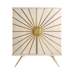 DULAP PREM REF. 25355, DIN METAL, MDF SI LEMN MASIV DE MANGO, ALB/AURIU, STIL CLASIC, VIC - Img 2