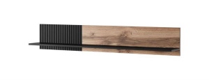 ETAJERA RANDOM P-1, 150 CM, STEJAR WOTAN/NEGRU, DIN MDF FURNIRUIT, POLIPROPILENA SI METAL, STIL MODERN - Img 1