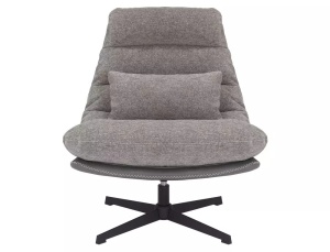 FOTOLIU PIVOTANT FELICIA, GRI 07/NEGRU, TAPITERIE DIN STOFA RAVEN, PIELE ECO SI PICIOARE DIN METAL, STIL MODERN - Img 2