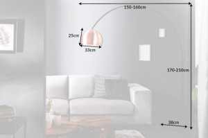 LAMPADAR, BIG BOW, ARAMIU/NEGRU, 170/210CM, COD 41877 DESIGN MODERN - Img 7