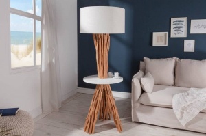 LAMPADAR SERVANT 153CM DIN LEMN SI IN, ALB/NATURAL, COD 40400 - Img 2