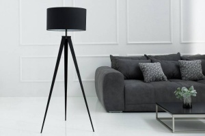 LAMPADAR TRIPOD NEGRU 142CM DIN TEXTIL SI METAL COD 38683 - Img 1
