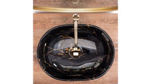 LAVOAR REA AMELIA, EFECT DE MARMURA NEAGRA, 48 CM, DIN CERAMICA, CALITATE SUPERIOARA - Img 3