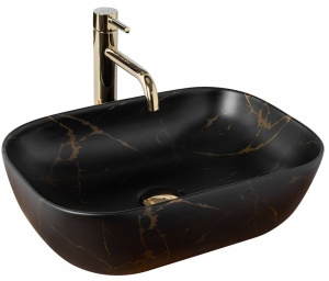 LAVOAR REA BELINDA, 46,5 CM, EFECT DE MARMURA NEAGRA MATA, DIN CERAMICA, CALITATE SUPERIOARA - Img 5