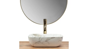 LAVOAR REA BELINDA MINI, SHINY AIAX, 36,5 CM, EFECT DE MARMURA ALBA, DIN CERAMICA, CALITATE SUPERIOARA - Img 2