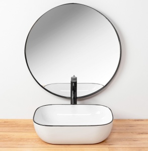 LAVOAR REA MARBEL, ALB/NEGRU, 46,5 CM, DIN CERAMICA, CALITATE SUPERIOARA - Img 4