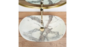 LAVOAR REA ROYAL, SAND, 62,5 CM, EFECT DE MARMURA ALBA, DIN CERAMICA, CALITATE SUPERIOARA - Img 5