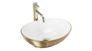 LAVOAR REA SOFIA, ALB/AURIU PERIAT, 41 CM, DIN CERAMICA, CALITATE SUPERIOARA - Img 5