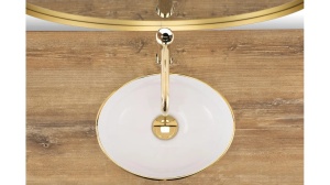 LAVOAR REA SOFIA MINI, ALB/AURIU, 35,5 CM, DIN CERAMICA, CALITATE SUPERIOARA - Img 4