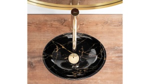 LAVOAR REA SOFIA MINI, EFECT DE MARMURA NEAGRA, 35 CM, DIN CERAMICA, CALITATE SUPERIOARA - Img 4