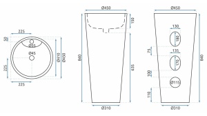 LAVOAR REA STATIV ANYA, 84 CM, ALB, DIN CERAMICA, CALITATE SUPERIOARA - Img 7