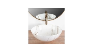 LAVOAR REA STELLA, AIAX SHINY, EFECT DE MARMURA ALBA, 35,5 CM, DIN CERAMICA, CALITATE SUPERIOARA - Img 2