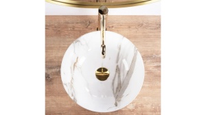 LAVOAR REA STELLA, AIAX SHINY, EFECT DE MARMURA ALBA, 35,5 CM, DIN CERAMICA, CALITATE SUPERIOARA - Img 4
