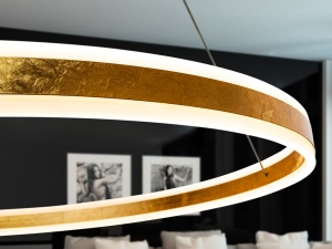 LUSTRA/PLAFONIERA HELIA, 100 CM, AURIU/OPAL, DIN METAL, ALUMINIU SI ACRIL, STIL MODERN - Img 3