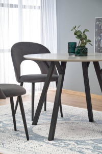 MASA DINING BALROG, GRI DESCHIS/NEGRU, 100 CM, BLAT DIN MDF LACUIT SI PICIOARE DIN METAL, STIL MODERN - Img 3
