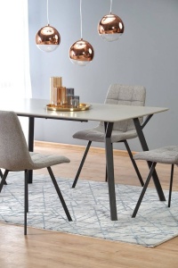 MASA DINING BALROG, GRI DESCHIS/NEGRU, 140/80 CM, BLAT DIN MDF LACUIT SI PICIOARE DIN METAL, STIL MODERN - Img 6