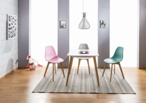 MASA DINING DECLAN II, 80x80, ALB/FAG, DIN LEMN MASIV DE FAG SI MDF, DESIGN MODERN, SIGNAL - Img 1