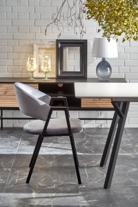 MASA DINING EXTENSIBILA BALROG 2, GRI DESCHIS/NEGRU, 140/180 CM, BLAT DIN MDF LACUIT SI PICIOARE DIN METAL, STIL MODERN - Img 5