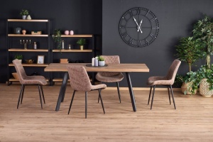 MASA DINING EXTENSIBILA BERLIN, NUC/NEGRU, 160/220 CM, BLAT DIN MDF SI PICIOARE DIN METAL, STIL VINTAGE - Img 2