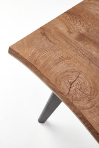 MASA DINING EXTENSIBILA DICKSON, STEJAR NATURAL/NEGRU, 120/180 CM, BLAT DIN MDF SI PICIOARE DIN METAL, STIL MODERN, HALMAR - Img 7