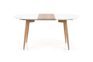 MASA DINING EXTENSIBILA EDWARD, STEJAR SAN REMO/ALB, 120/200 CM, BLAT DIN MDF SI PICIOARE DIN METAL , STIL MODERN - Img 3