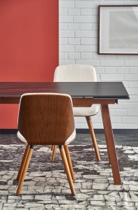MASA DINING EXTENSIBILA LOZANO, CU ASPECT DE MARMURA NEAGRA/NUC, 140/200 CM, DIN PIATRA SINTETIZATA SI METAL, STIL MODERN - Img 6