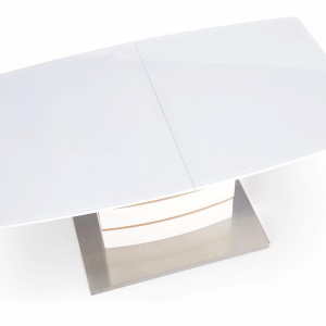 MASA DINING EXTENSIBILA TORONTO, ALB/STEJAR/CROM, 140/180 CM, BLAT DIN MDF, STICLA SI PICIOR DIN METAL, STIL MODERN - Img 7