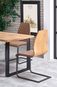 MASA DINING EXTENSIBILA VENOM, STEJAR WOTAN/NEGRU, 135/185 CM, BLAT DIN MDF LAMINAT SI PICIOARE DIN METAL, STIL VINTAGE - Img 3