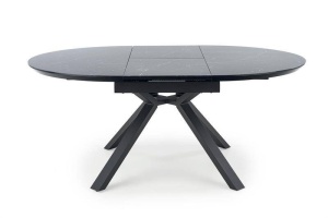 MASA DINING EXTENSIBILA VERTIGO, CU EFECT DE MARMURA NEAGRA/NEGRU, 130/180 CM, DIN MDF, STICLA SI METAL, STIL MODERN - Img 2