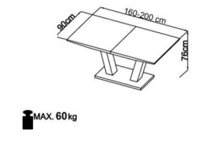 MASA DINING EXTENSIBILA VISION, ALB/CROM, 160/200 CM, BLAT DIN MDF LACUIT SI PICIOR DIN METAL, STIL MODERN - Img 4