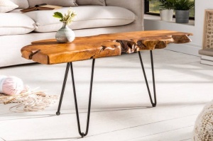 MASUTA DE CAFEA 100CM, WILD, LEMN MASIV, FORMA UNICA, DESIGN RUSTIC UNICAT - Img 8