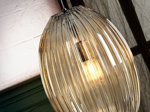 PENDUL OVILA, 30 CM, CROM/CONIAC, DIN METAL SI STICLA, STIL MODERN - Img 2