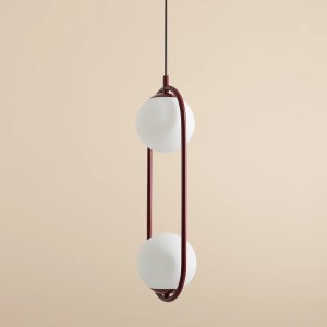 PENDUL RIVA 2, 200 CM, ROSU, DIN STICLA SI METAL, STIL MODERN - Img 4