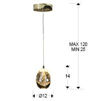 PENDUL ROCIO, 12 CM, AURIU/SAMPANIE, DIN METAL SI STICLA, STIL MODERN - Img 3