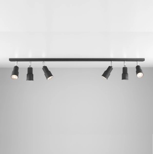 PLAFONIERA ASPO, 6 (2x3) BRATE, 15,5 CM, NEAGRA, DIN METAL, STIL MODERN - Img 2